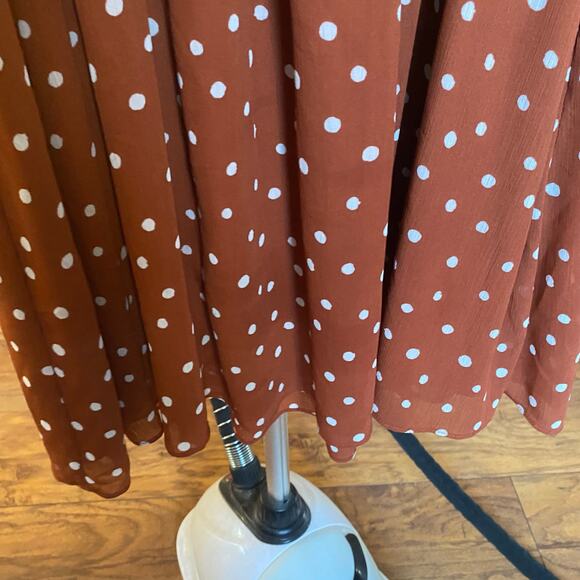 Madewell Smocked Waist Mini Dress in Inkspot Dots Orange Womens Size Medium - Picture 5 of 9